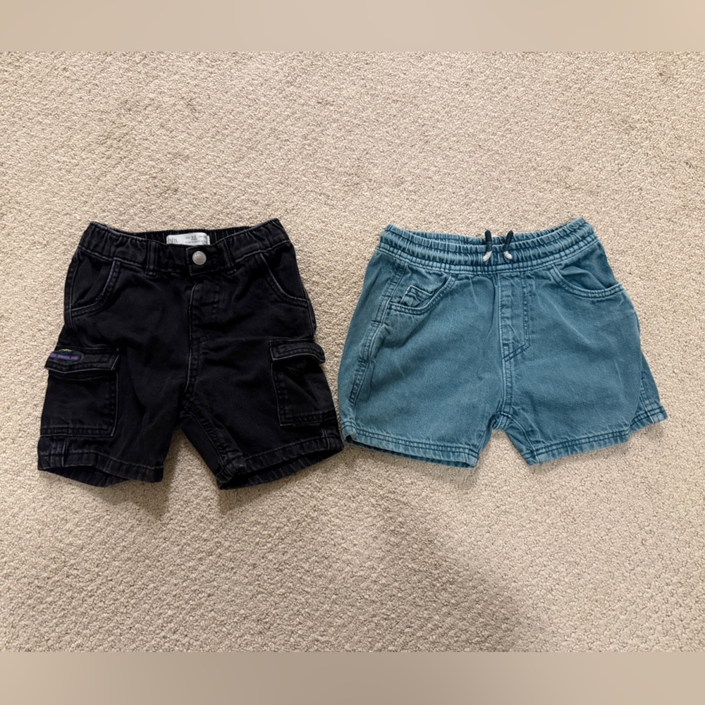 Zara Kids Black and Teal Shorts Set